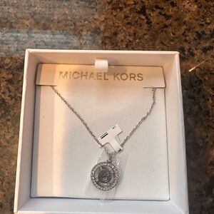 Michael Kors Silver Tone and Crystal Necklace
